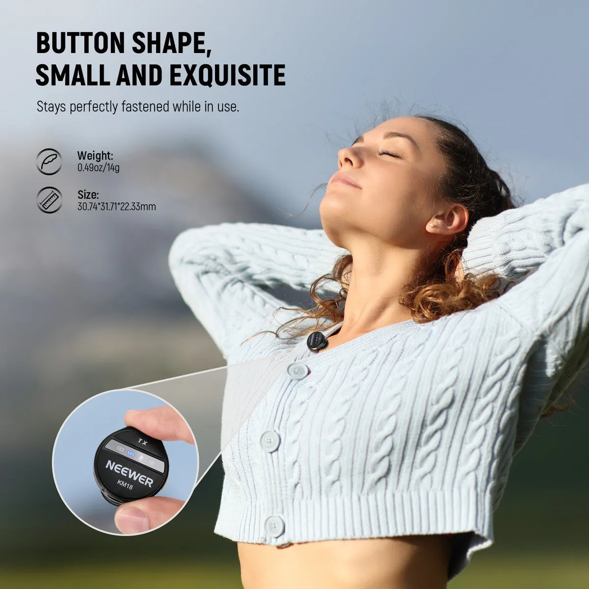 Neewer Micrófono Solapa Inalámbrico Kit P/ 15 16 Pro Max S24 Color Negro KM18