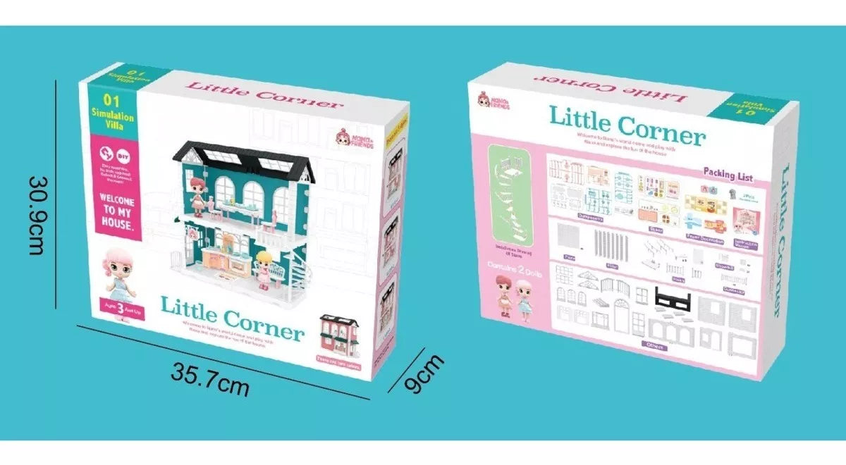 Casa De Muñecas Incluye Muebles, Muñecas Y Mascota