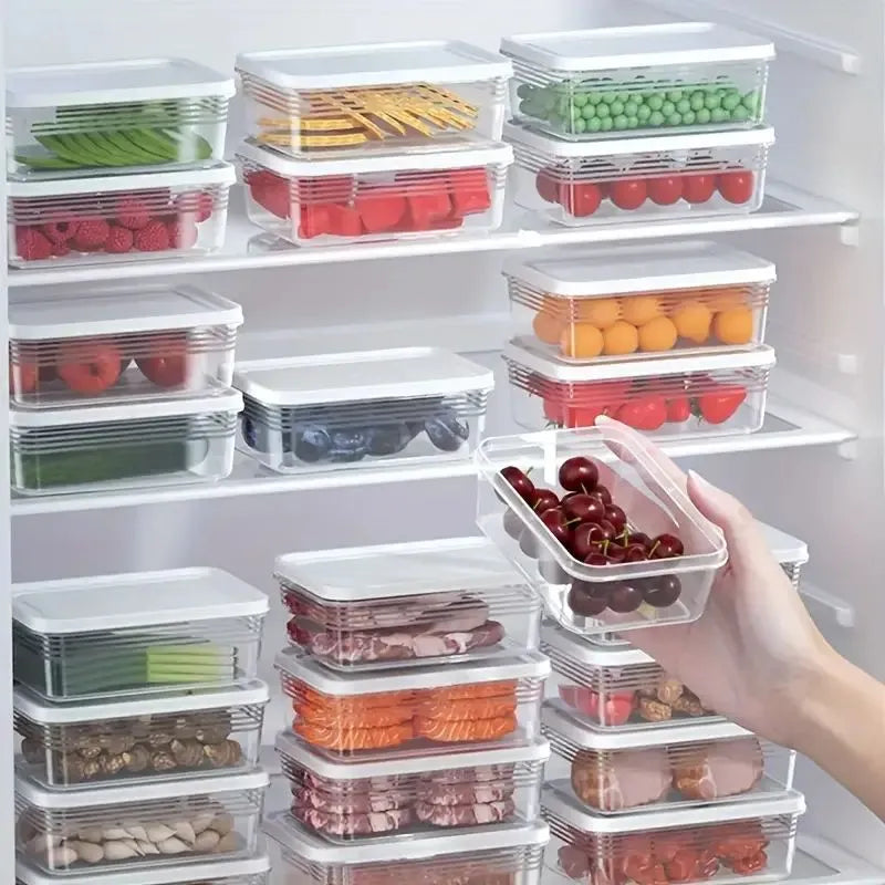 Organizador Refrigerador 8 Contenedores Herméticos 1200ml Blanco