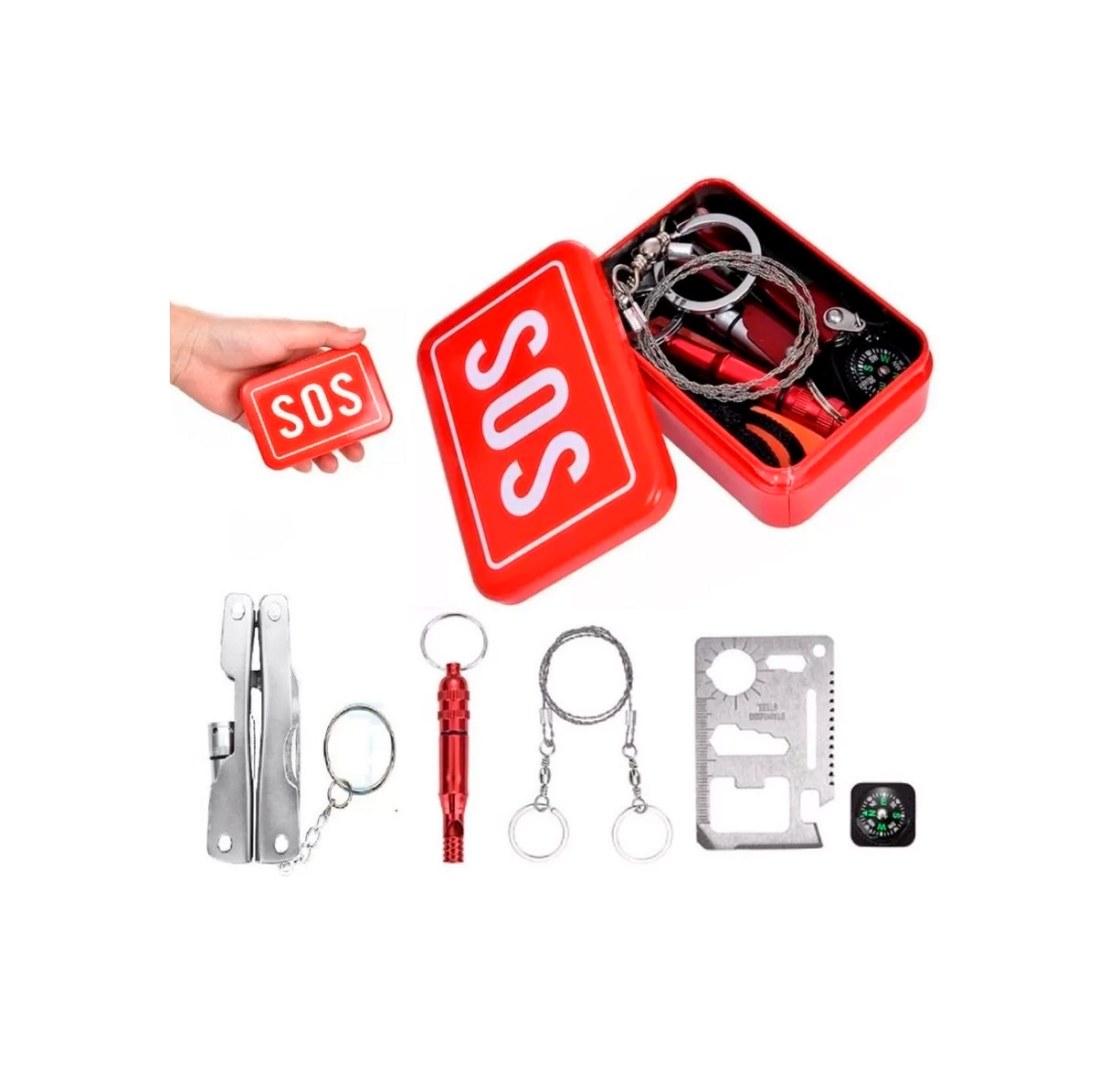 Kit De Camping Supervivencia Pedernal Supervivencia Sos 5pz
