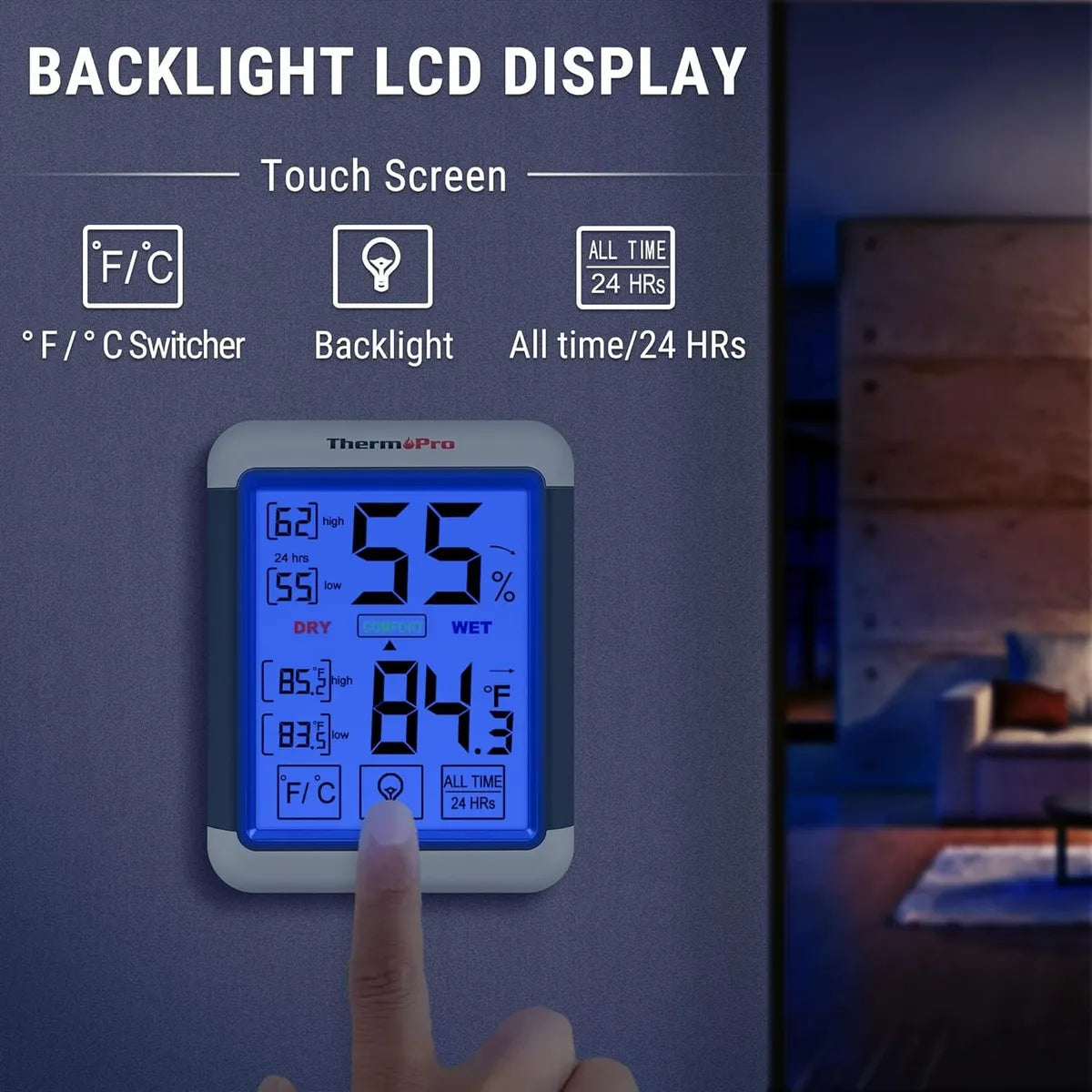 Termohigrometro Thermopro Monitor Temperatura Humedad + Luz