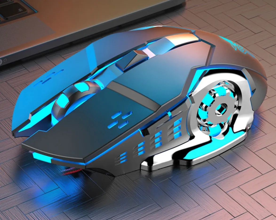 Mouse Gamer Inalámbrico Silencioso Y Recargable Con Luz Led