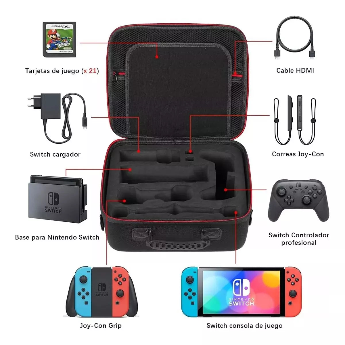 Maleta Funda Para Nintendo Switch Consola Correa De Hombro
