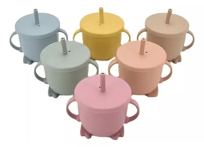 Vaso De Silicona Con Bombilla Para Bebés Color verde