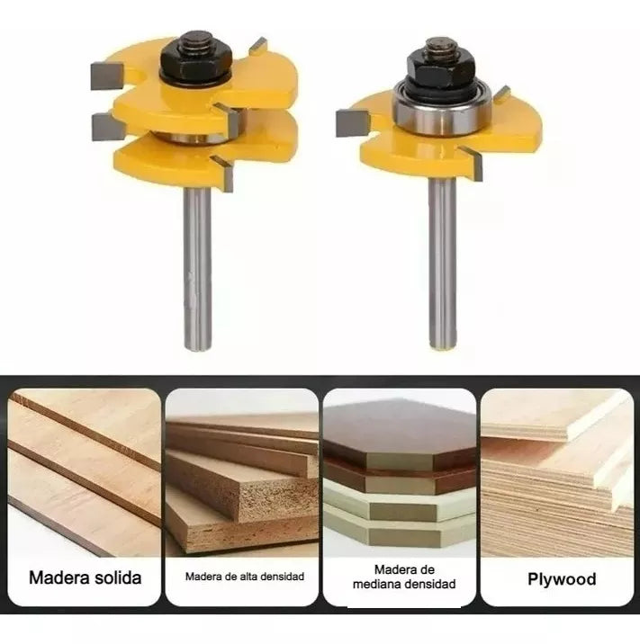 Fresas Madera Toma 1/4 Ensamble Kit 2pzs