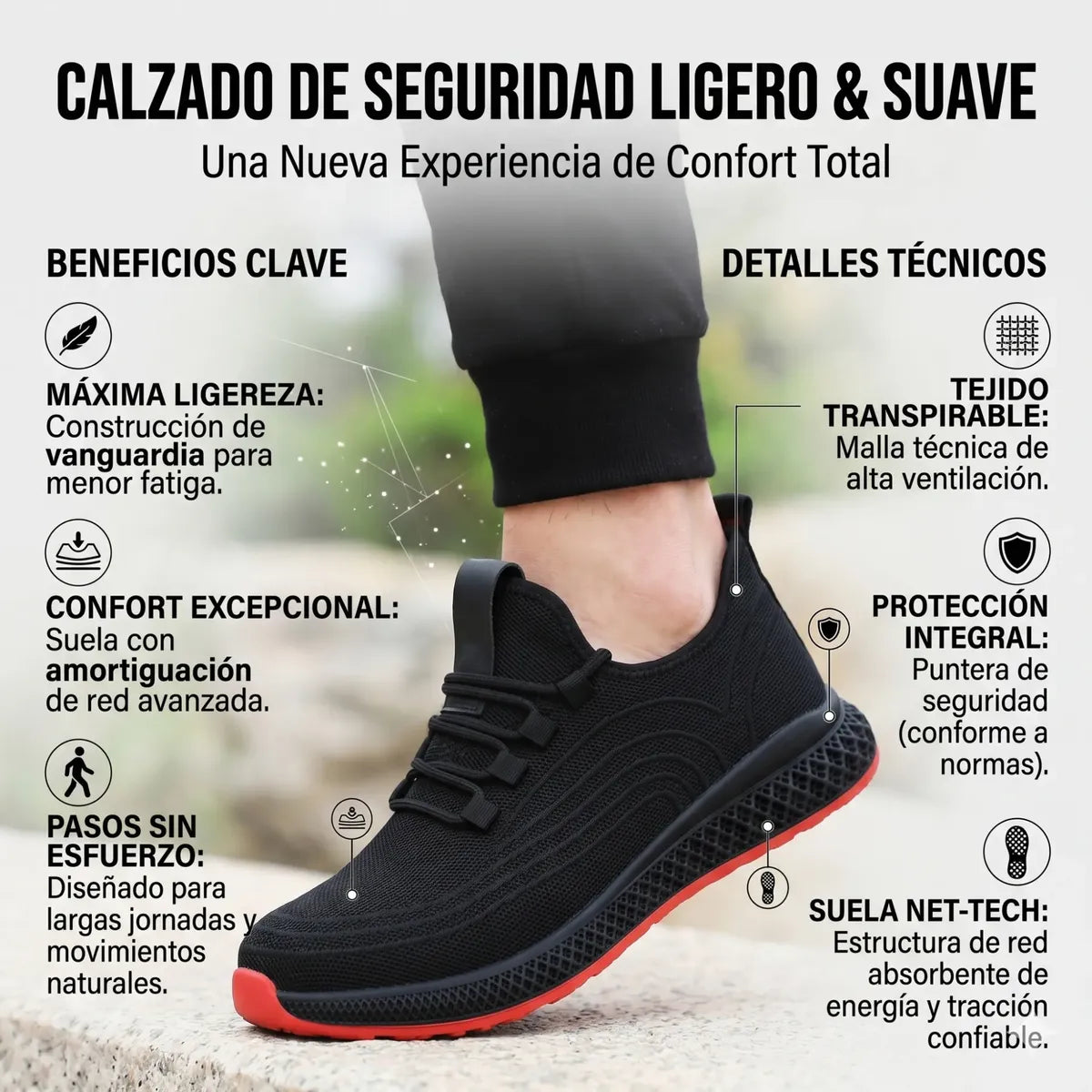 Zapatos de Seguridad Unisex Verano | Puntera de Acero | Antipinchazos | Transpirables