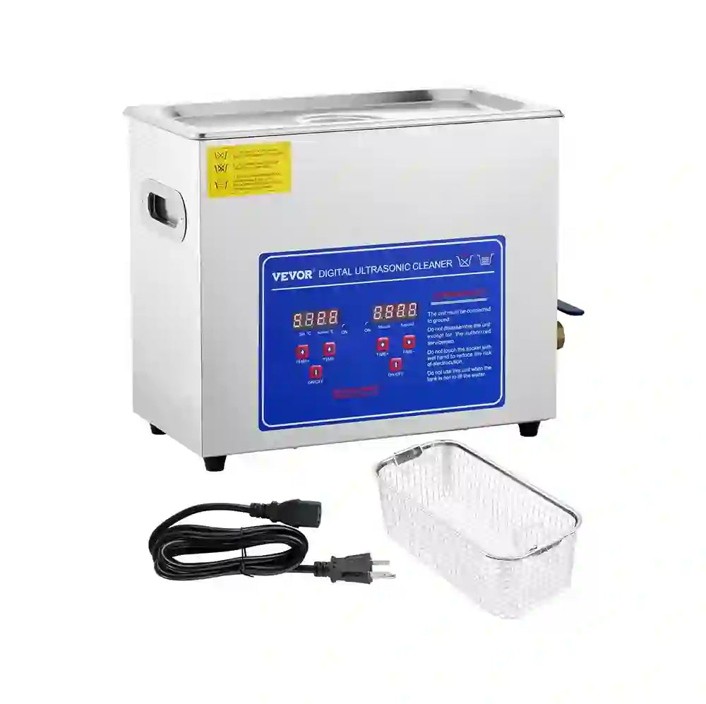 VEVOR Limpiador Ultrasónico 6 L, 40 kHz, con Temporizador Digital y Calentador – 120 V