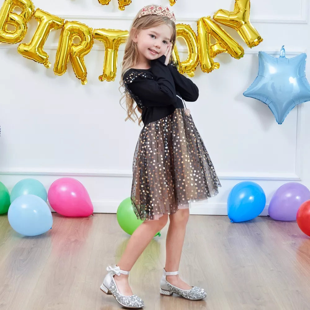 Vestido Manga Larga De Princesa A La Moda Para Niña