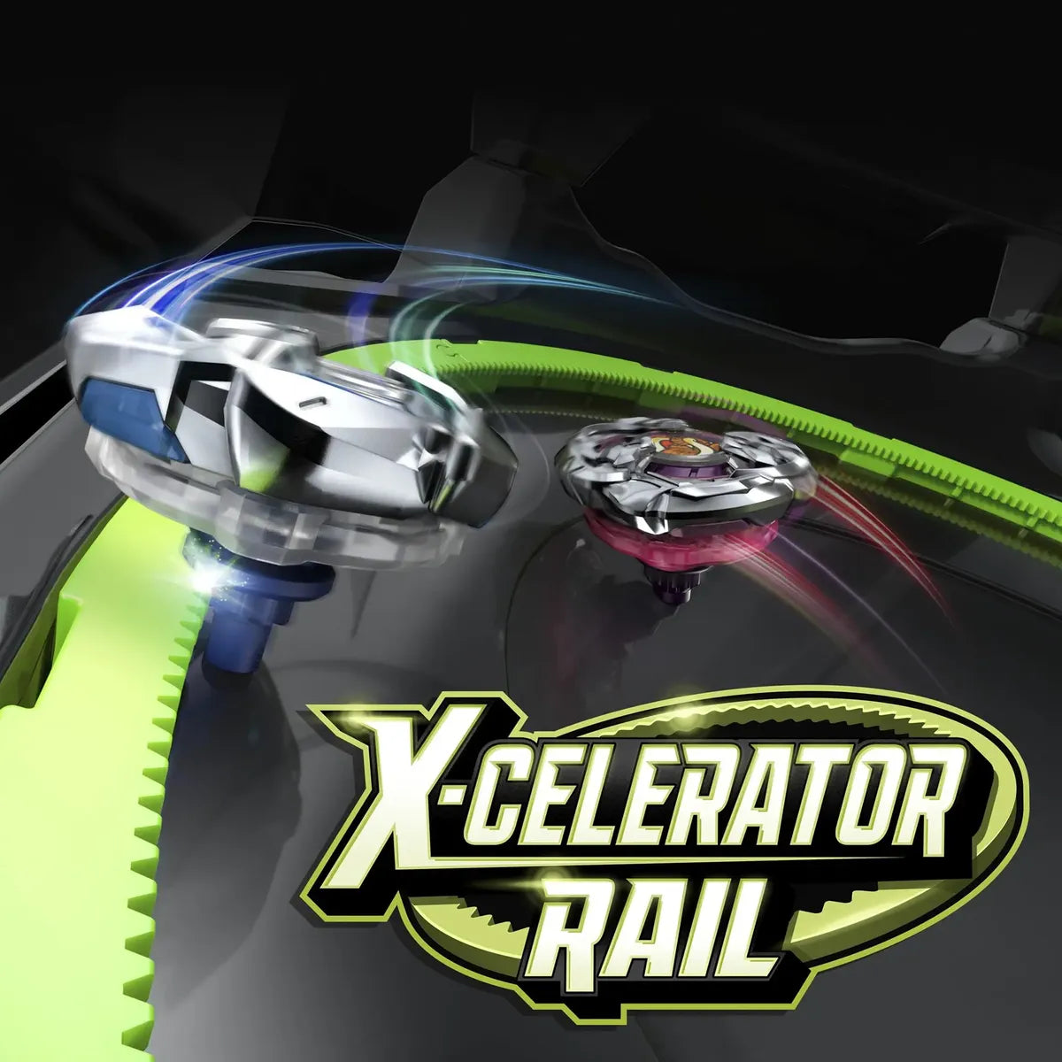 Beyblade X Xtreme Battle Set con Beystadium Arena con riel X-Celerator, 2 juguetes superiores giratorios a la derecha, 2 lanzadores