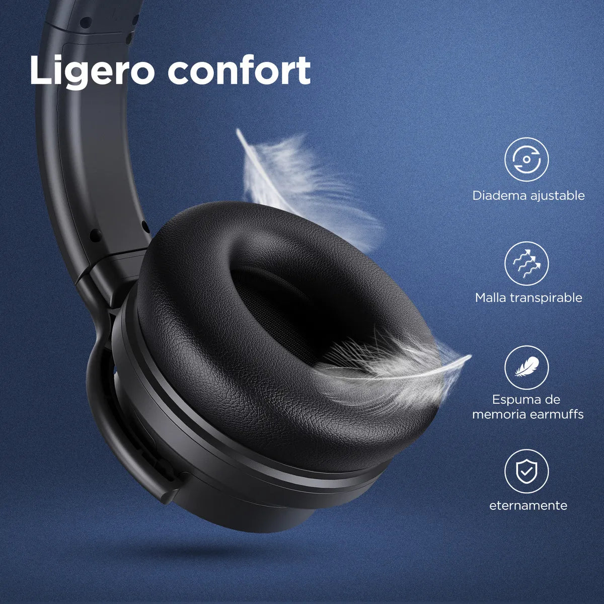 Auriculares Bluetooth Anc Cowin E7b With Ruido Cancelación Micrófono Call 20 Hrs Color Negro