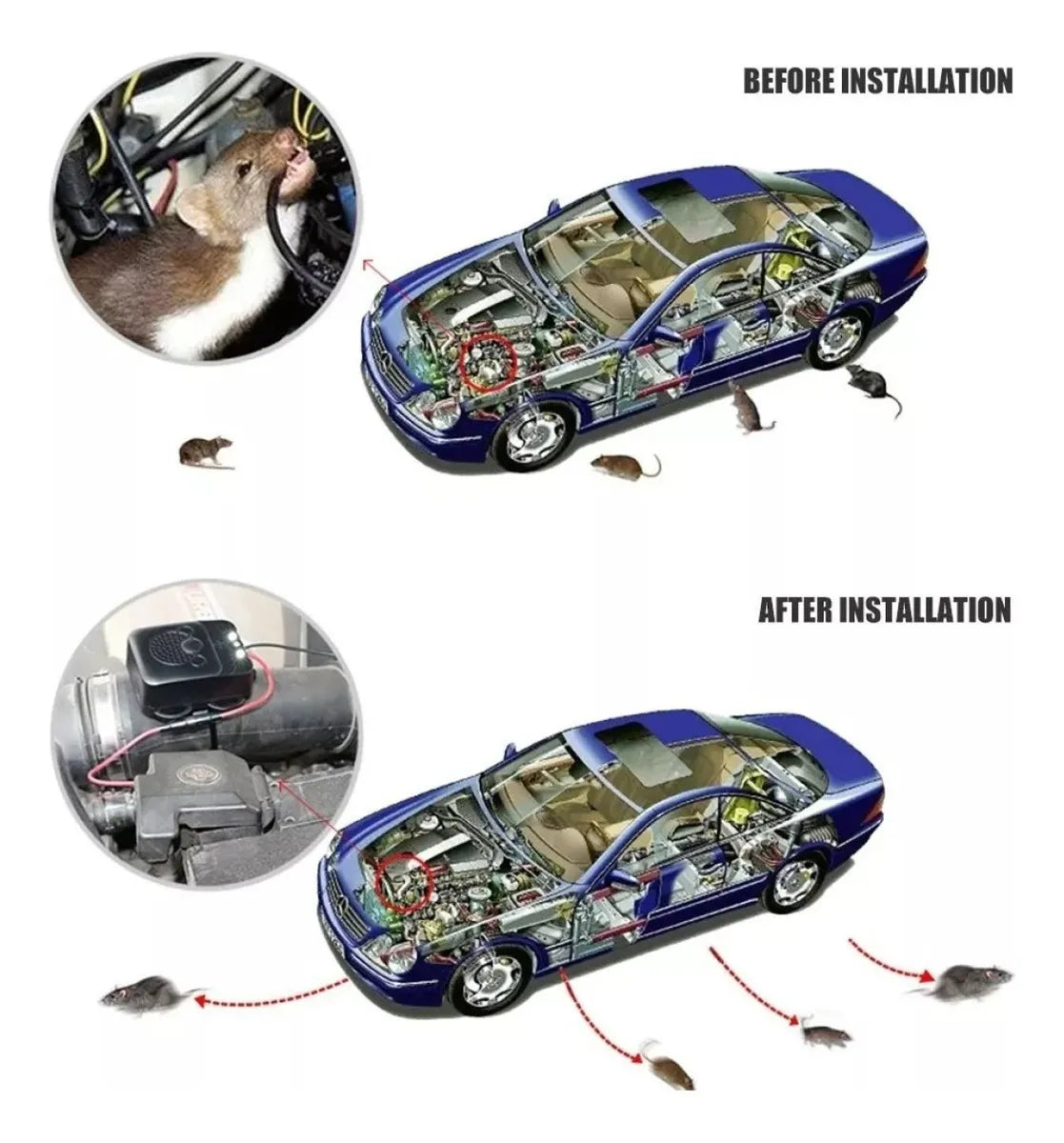 Repelente, Espanta, Ahuyenta Ratones, Ultrasónico para Auto