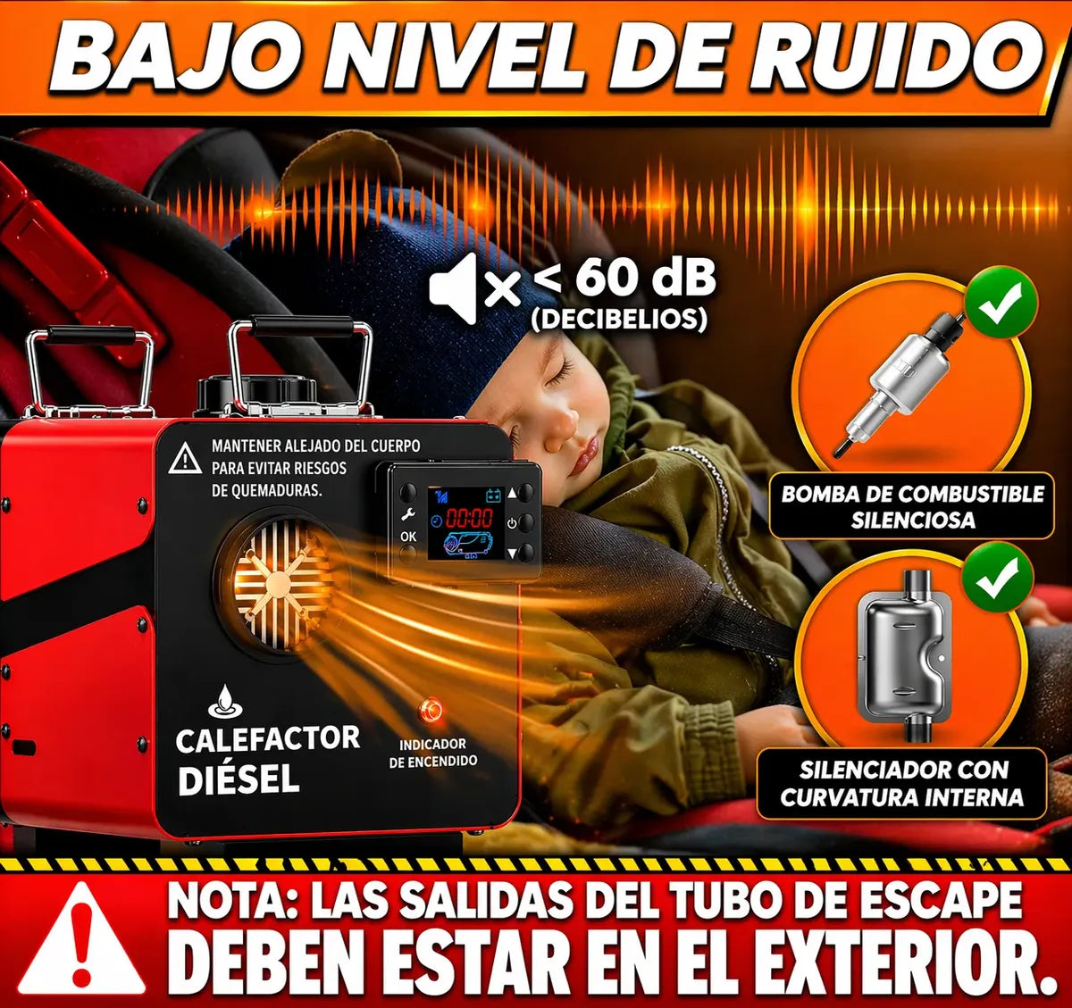 Calefactor Diésel Portátil 8.5KW 12V / 24V con Control Remoto | Nuevo | Embalaje Abierto