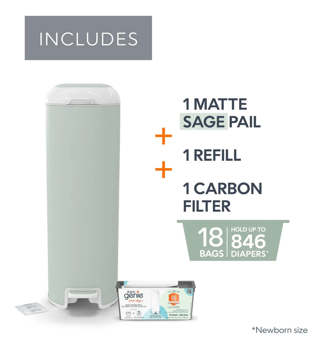 Diaper Genie Platinum – Bote para Pañales de Acero Inoxidable con Pedal y Control de Olores