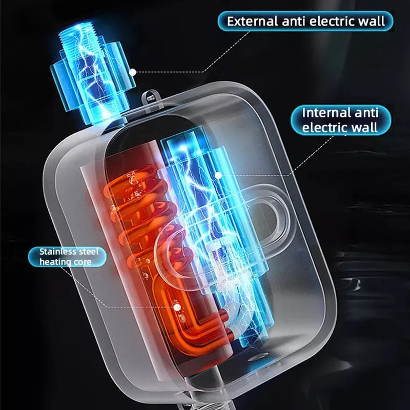 Mini calentador de agua calefón ducha calienta en 3 seg color blanco 3.500w