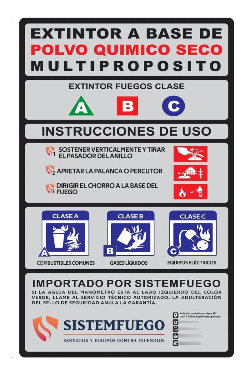 Extintor Polvo Quimico Seco 4kg 75% (abc) Certificado Ds.44