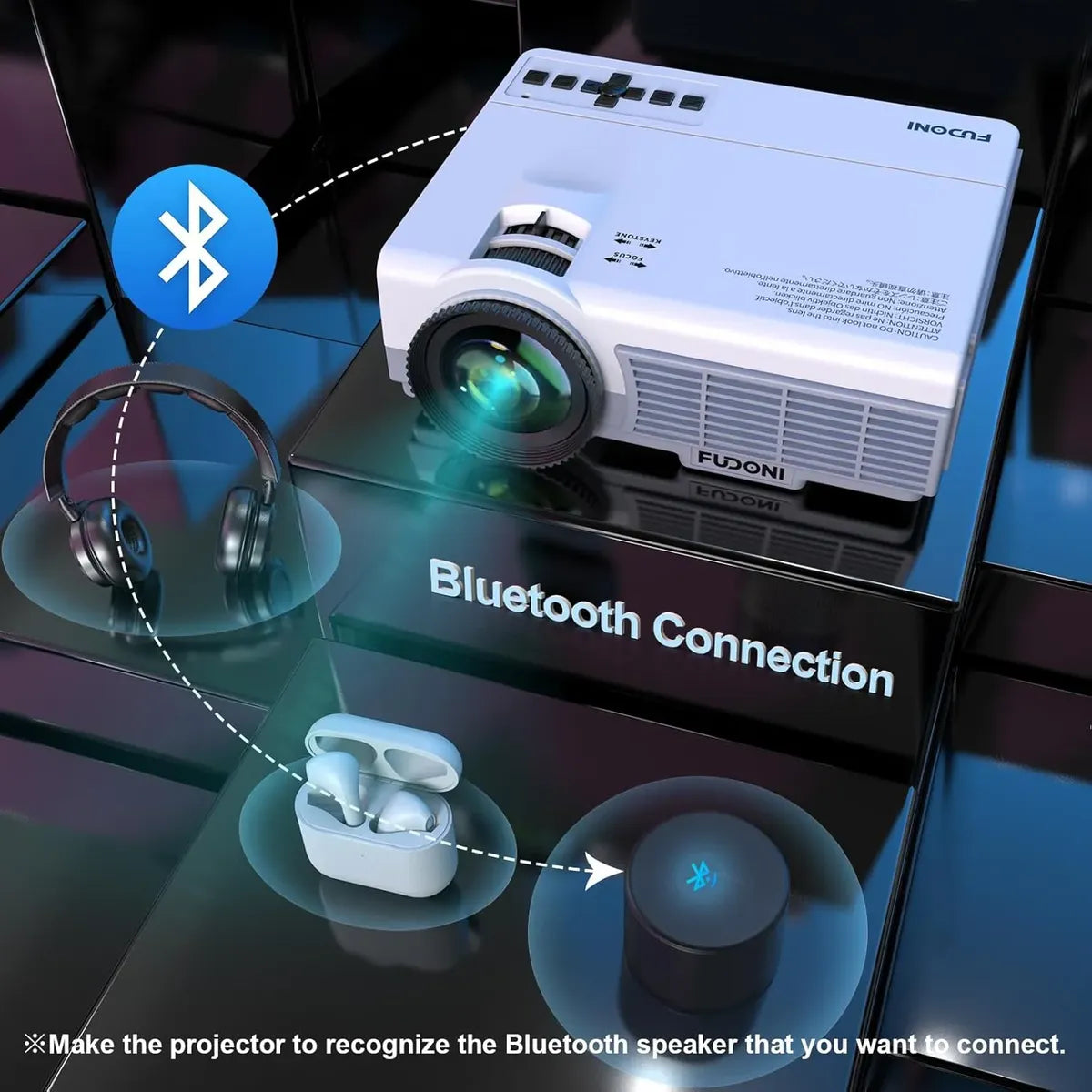 MINI Proyector Fudoni De 14000l, 1080p, Wifi, Con Android