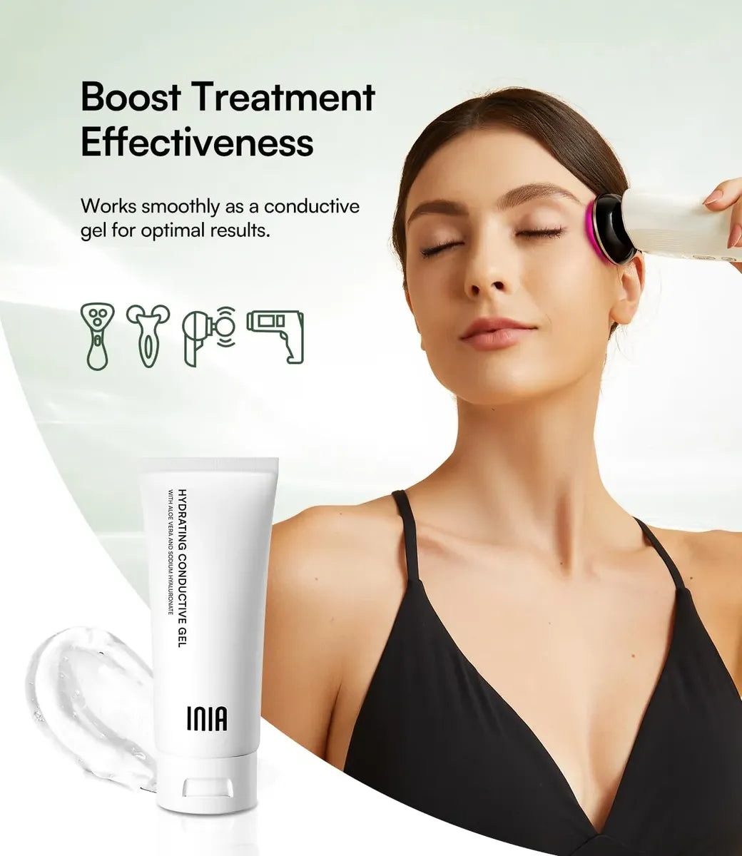 Gel Conductor INIA Microcurrent para Cuidado Facial y Corporal | Ácido Hialurónico y Aloe Vera