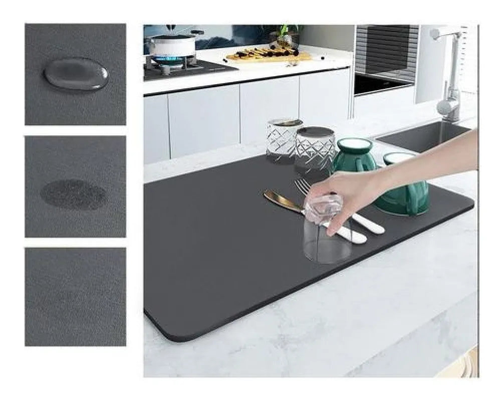 Estera De Secado Platos Tazas Cocina Bar Cafetería 40x30 Cm Negro