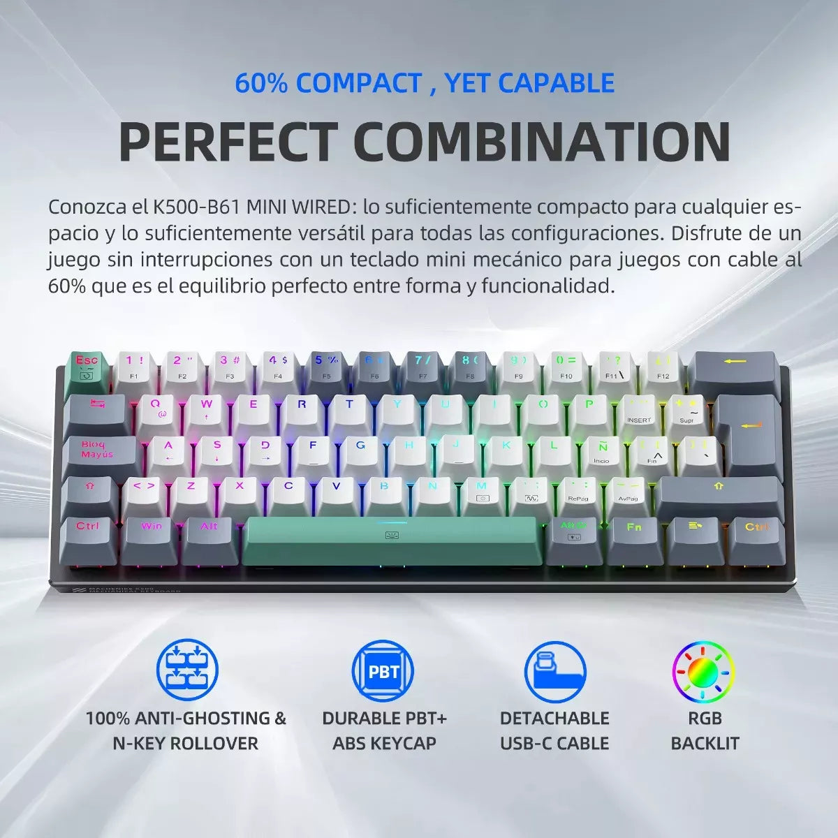 Teclado Mecánico Gamer Machenike K500 Spanish Rgb Pc