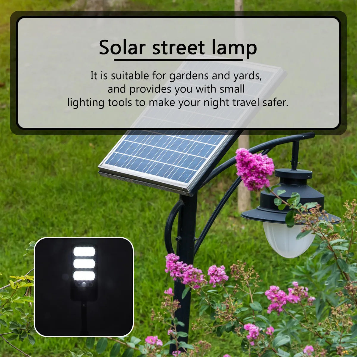 Lámpara Solar LED 213 LEDs Tipo Farola | Sensor de Movimiento | IP65 | Exterior