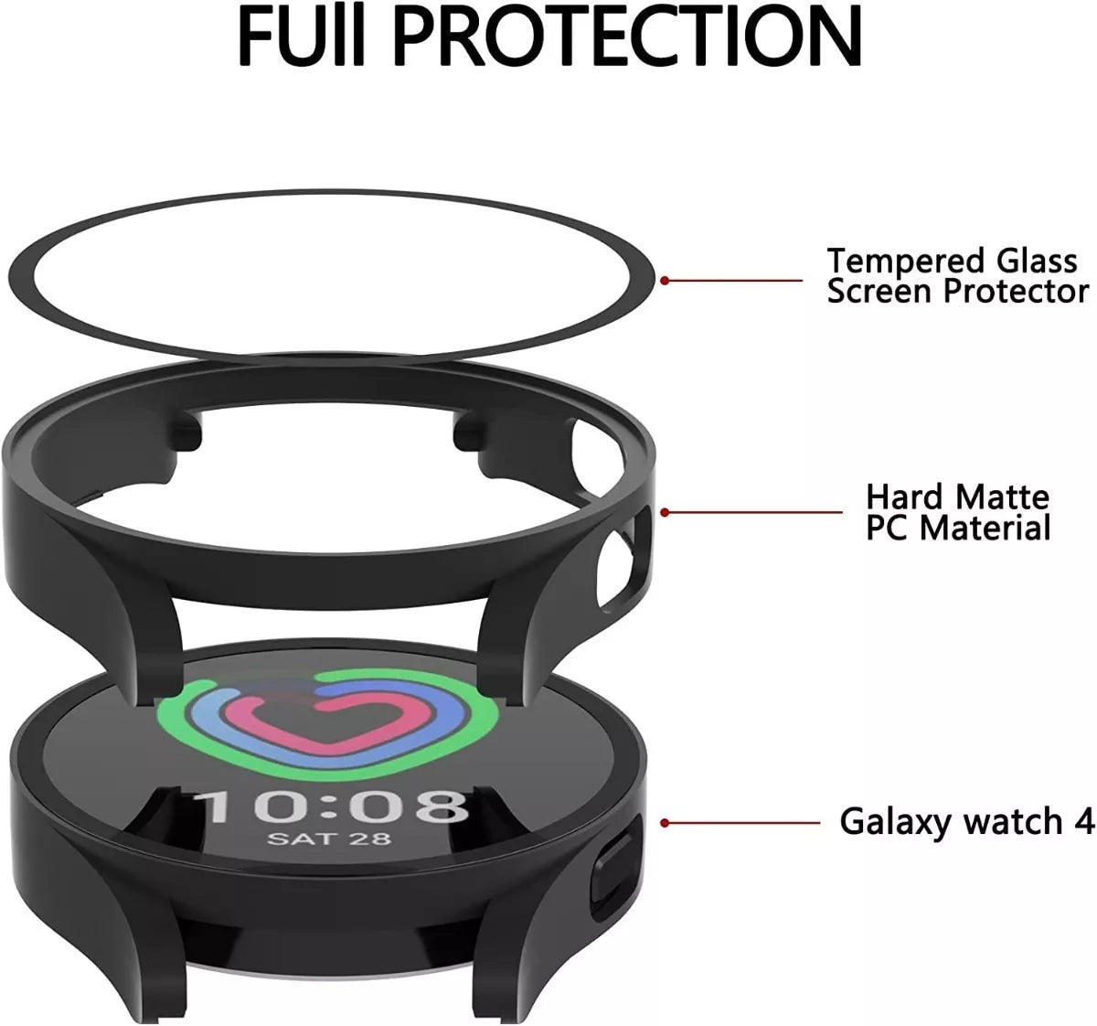 Protector Carcasa + Vidrio Samsung Galaxy Watch 4y 5 40/44mm
