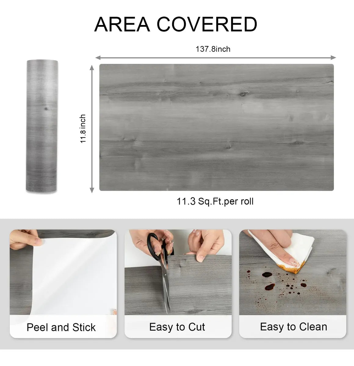 Piso Vinílico Autoadhesivo Diseño Madera Gris 30 x 350 cm – 3,3 m²