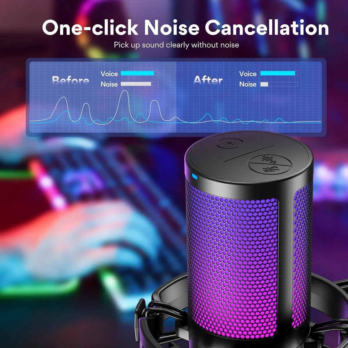 Micrófono de condensador Maono DGM20RGB Pro Gamer con soporte USB color negro