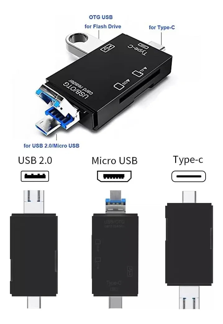 Adaptador 6 En 1 Lector Tarjetas Sd Y Micro Sd, 3.0 Usb