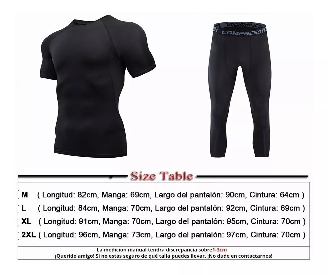 Pantalón Licra + Playera De Compresión Conjunto Gym 2pcs