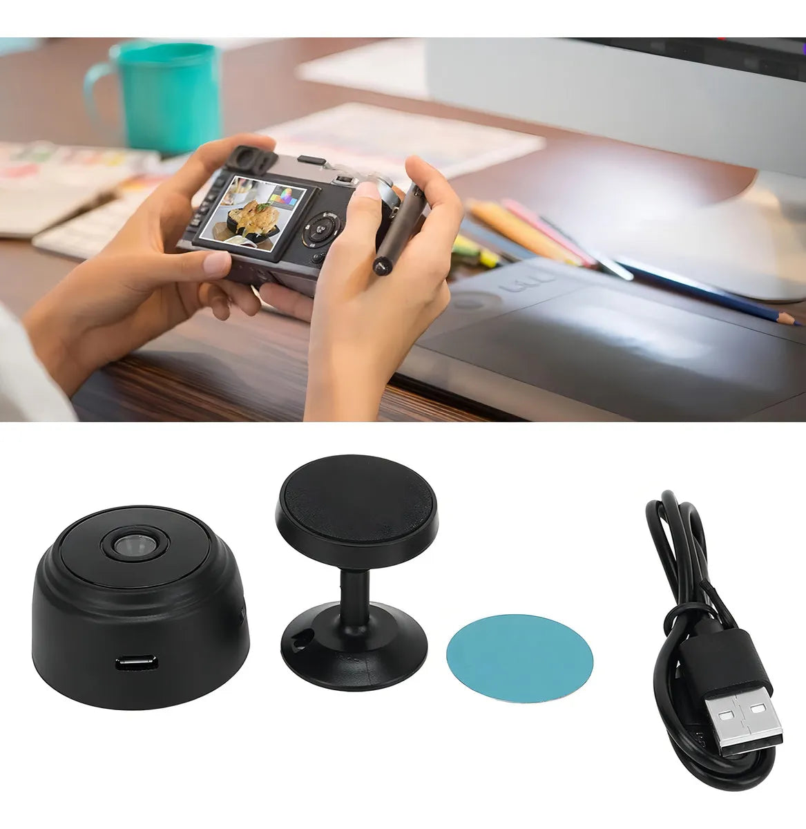 Cámara de seguridad Shenzhen A9 Mini con resolución 1080p color negro