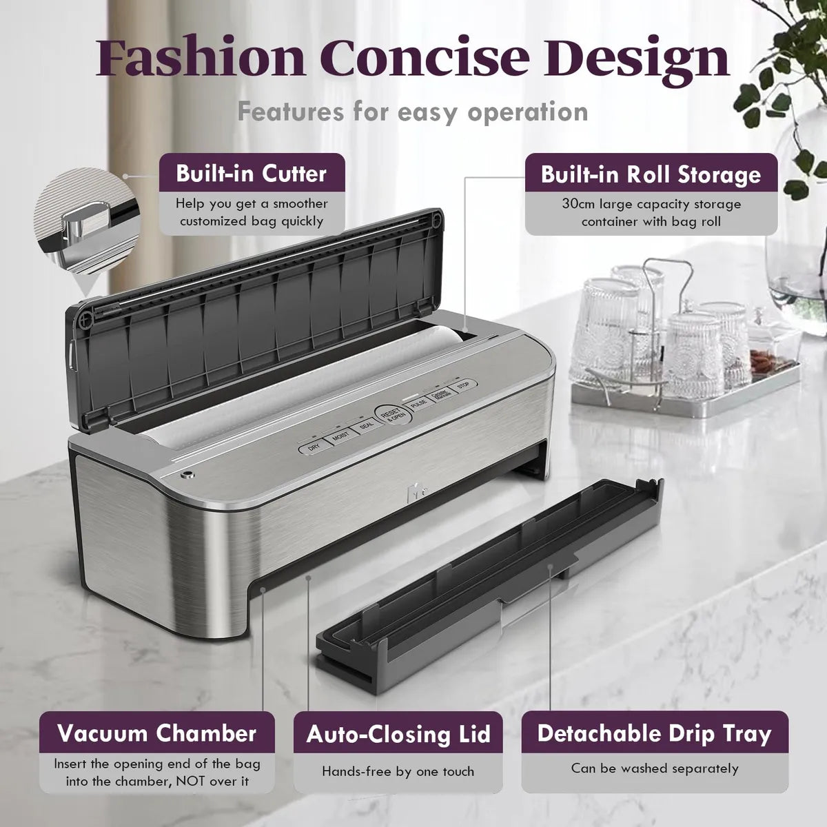 Máquina selladora al vacío Mesliese 85kpa 120w con cortador y bolsas