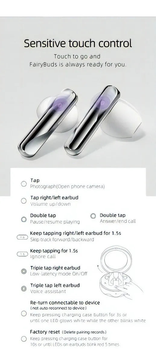 Auriculares Inalámbricos Bluetooth Qcy T21 Fairy Buds Tactil Color Plateado