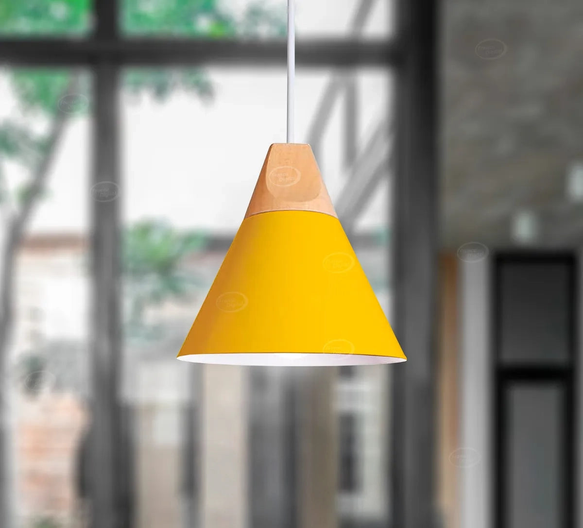 Lámpara Techo Colgante Vintage Amarilla Dormitorio+ Ampolleta LED