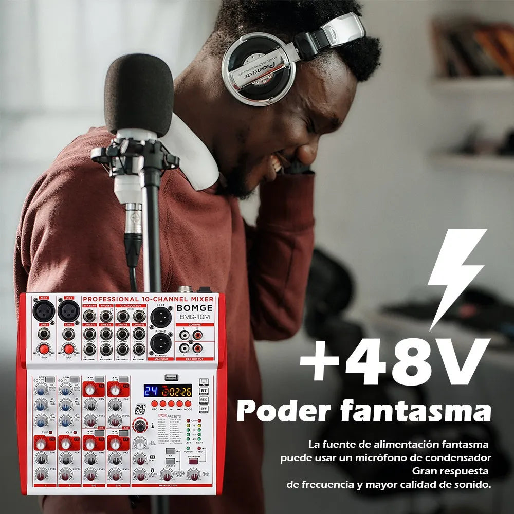 Bomge De 12 Canales Consola Mixer Audio 48 Fx Bt Usb Eq