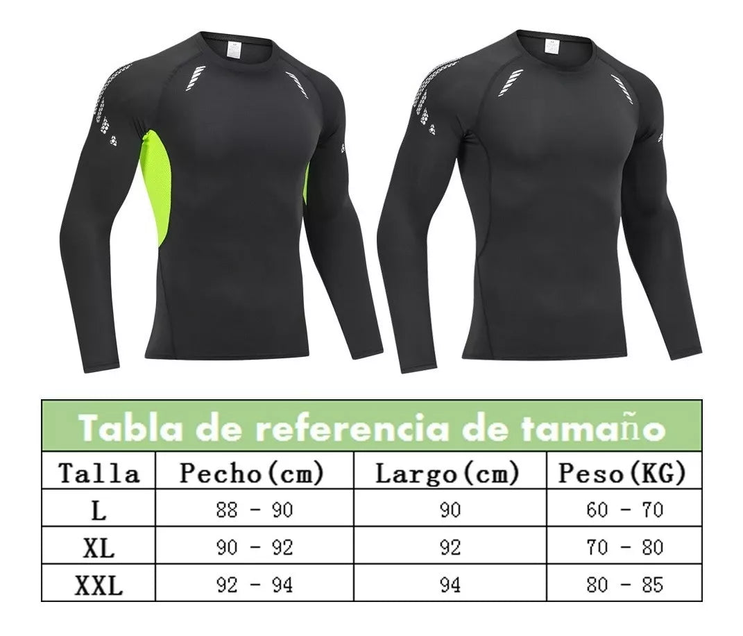 Polera Compresión Manga Larga Futbolistas, Runners, Ciclista