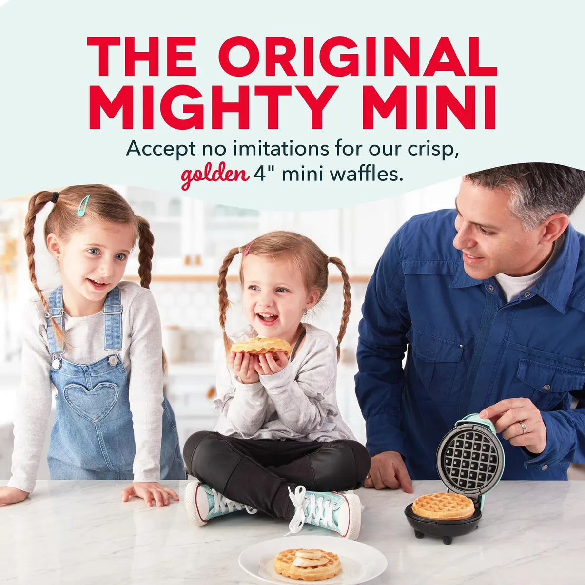 Mini Waffle Maker Dash 4 Antiadherente Aqua