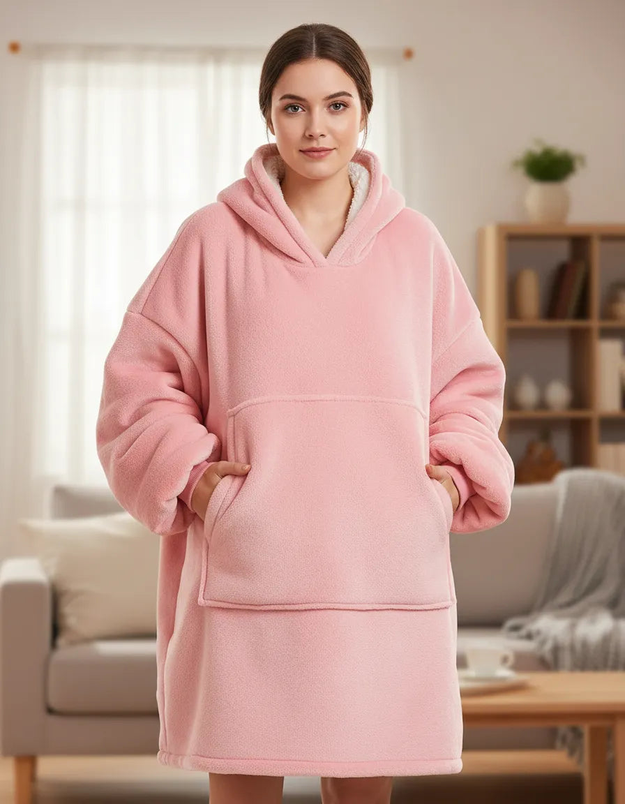 Maxi Polerón Manta Sherpa con Capucha | Chiporro Polar | Talla Única |