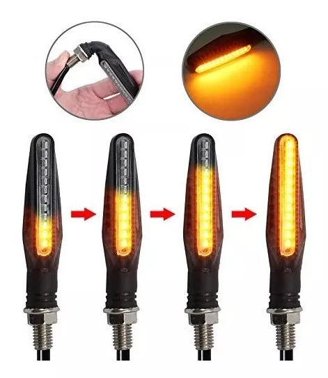 Intermitentes De Moto Secuencial Led Ámbar Pack X4 Unidades