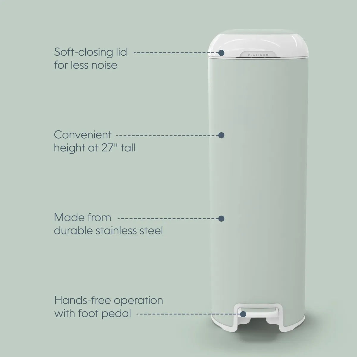 Diaper Genie Platinum – Bote para Pañales de Acero Inoxidable con Pedal y Control de Olores