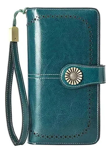 Billetera Cartera De Cuero Para Mujer Tarjetero De Gran Capacidad