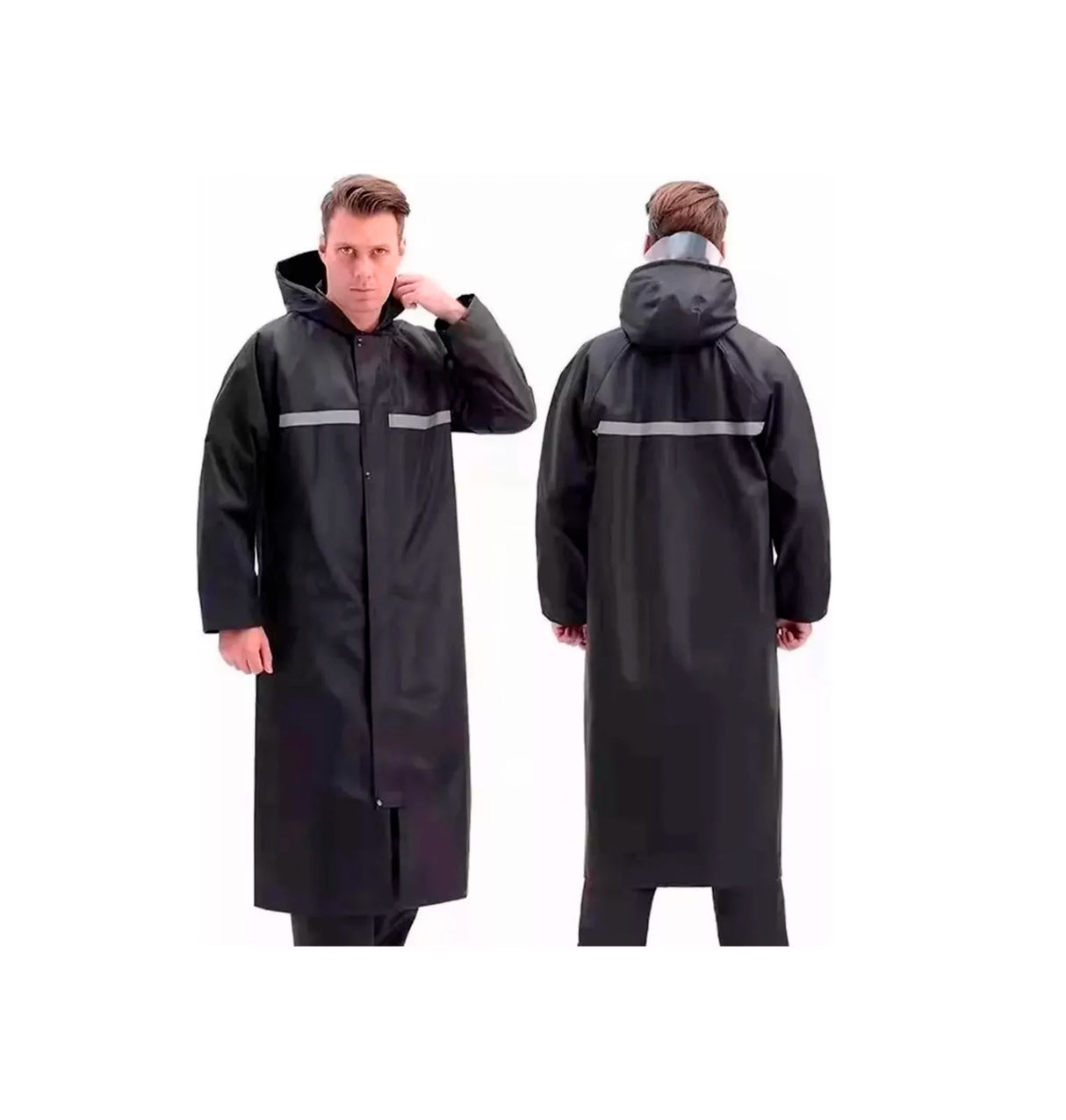 Impermeable Motociclista Negro Reflejantes, Traje De Agua