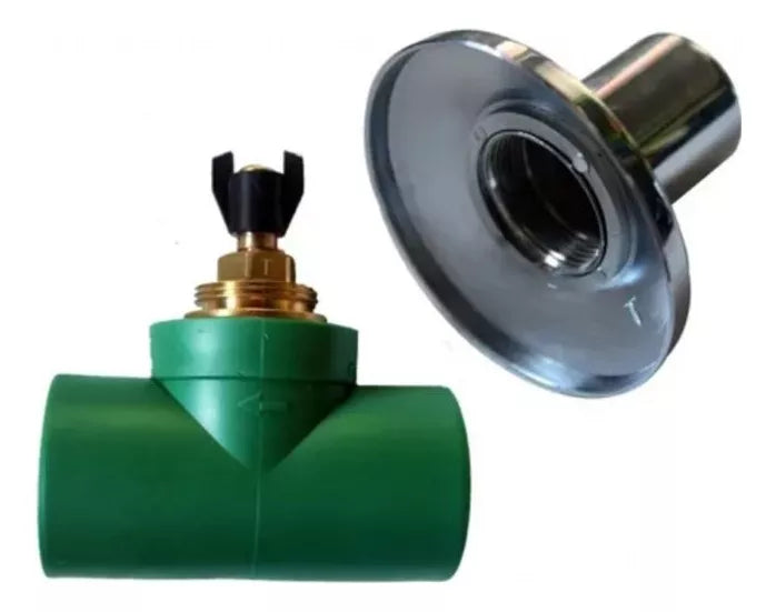 Llave Paso 20mm Ppr Verde Campana Cromada Triangular