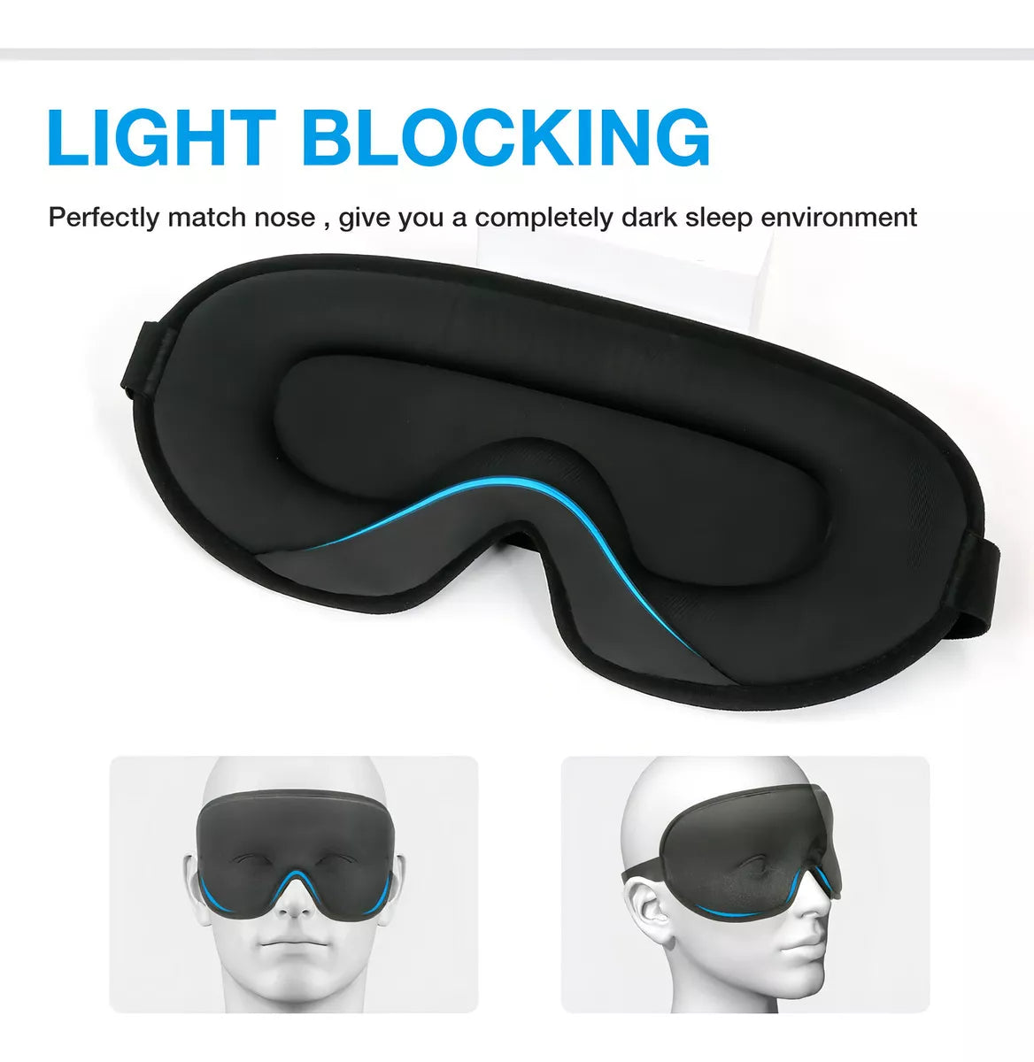 Antifaz 3d Para Dormir Cubre Ojos Respirable Suavidad Color Negro