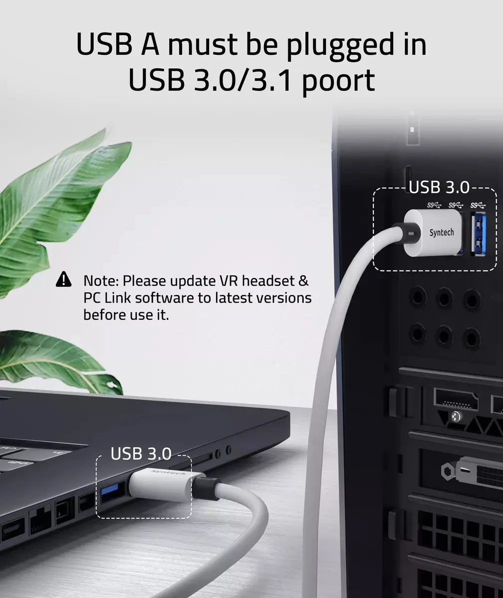 Link Cable 20 FT Compatible with Oculus/Meta Quest 3/Meta Quest2/Pro/Pico 4/Ultra Accessories and Pc/Steamvr, High Speed PC Data Transfer, USB 3.0 to USB C Cable for VR Headset
