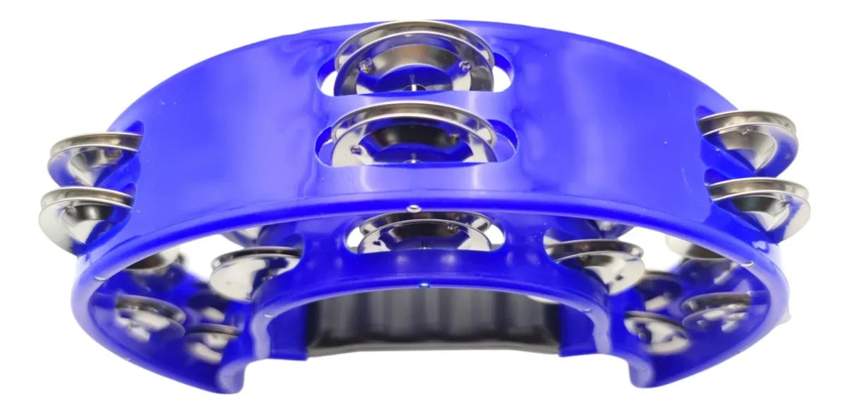 Pandereta Media Luna Doble Fila Sonaja Azul 20x20cm Azul