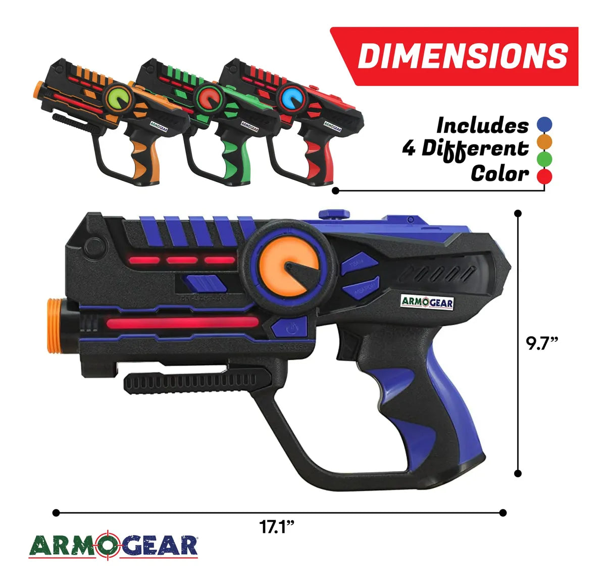 Juego De 4 Pistolas Laser Tag Guns Armogear Con Chalecos