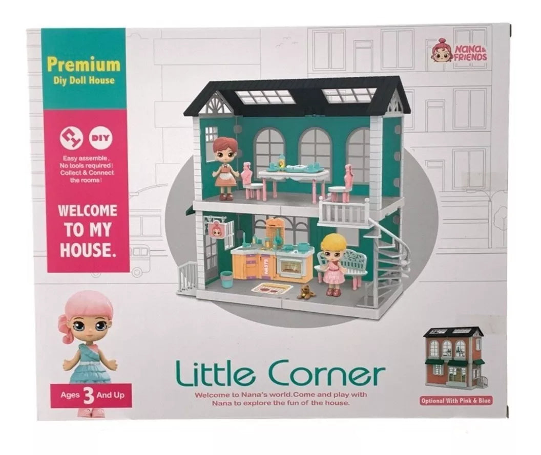 Casa De Muñecas Incluye Muebles, Muñecas Y Mascota