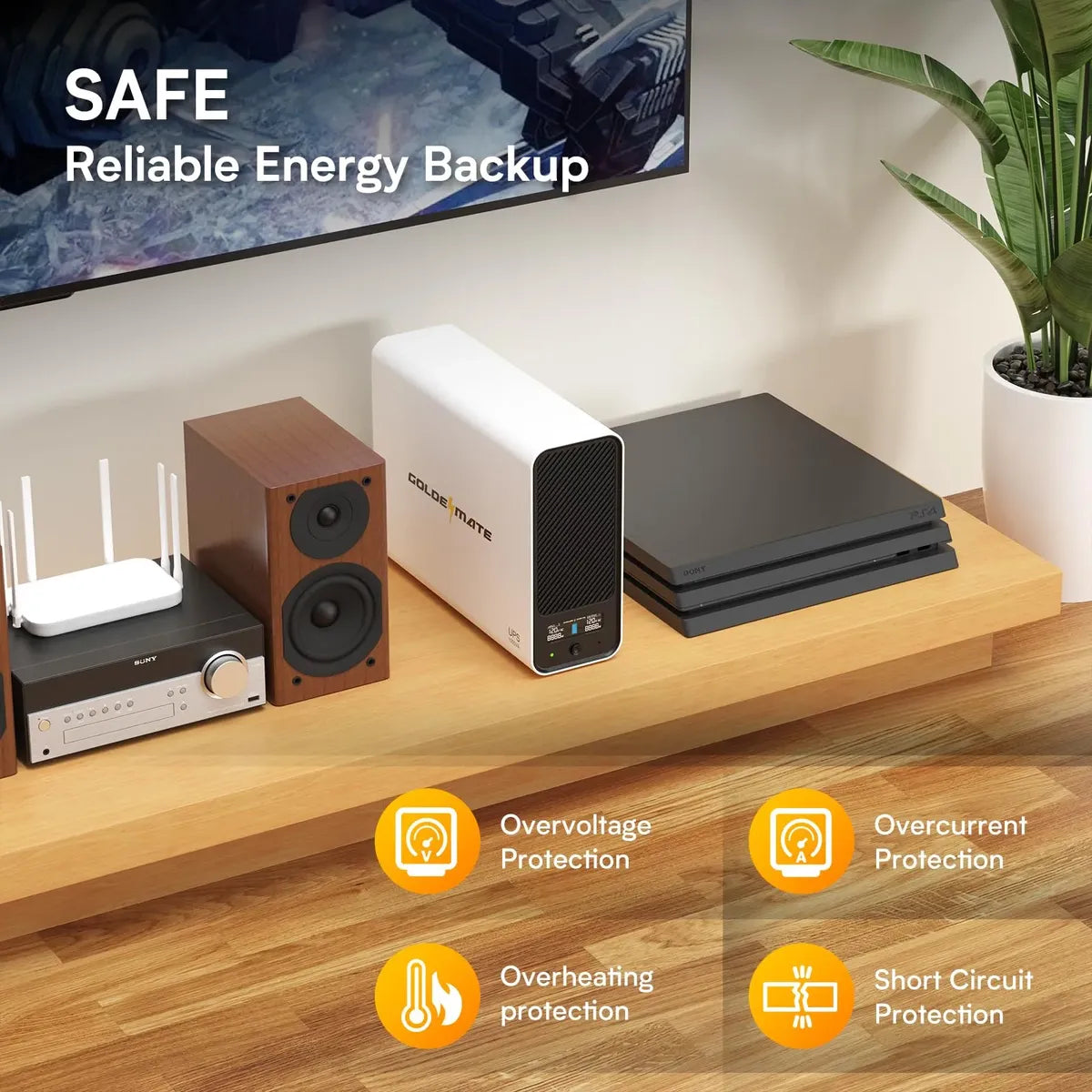 UPS GoldenMate 1000VA / 800W LiFePO4 con Onda Sinusoidal Pura 120V