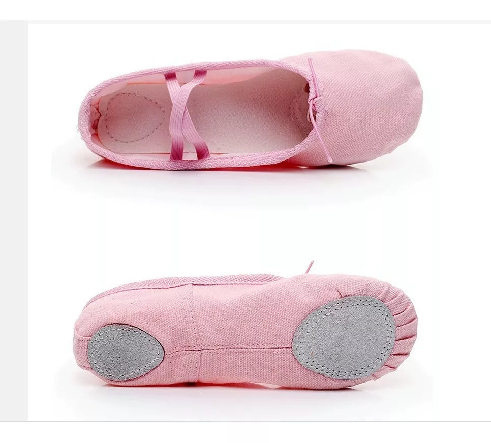 Zapatillas Media Punta Lona Y Gamuza Ballet Niña,yoga