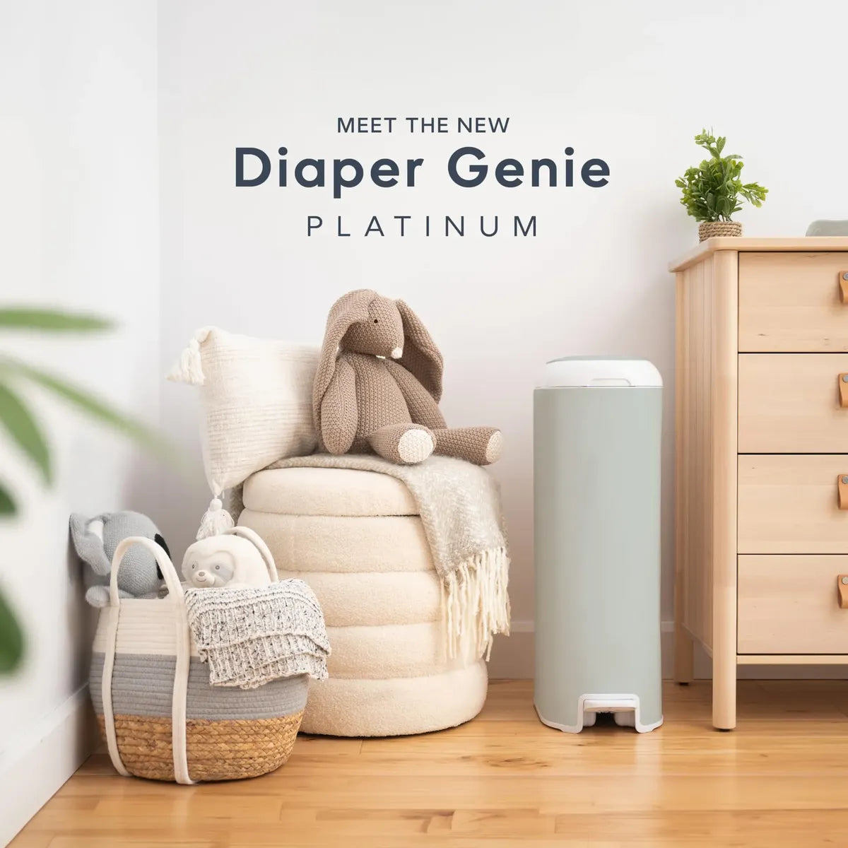 Diaper Genie Platinum – Bote para Pañales de Acero Inoxidable con Pedal y Control de Olores